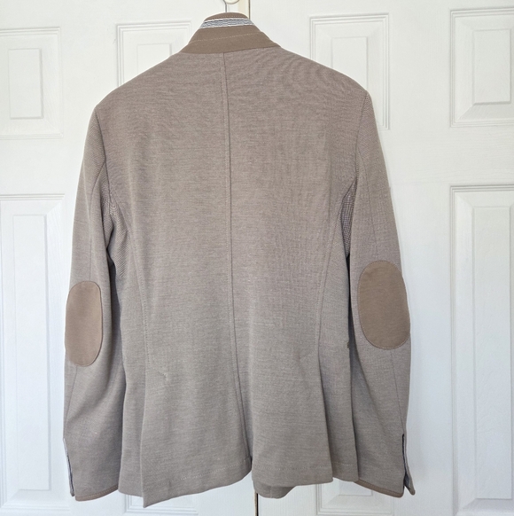 ZARA MAN DENIM COUTURE BLAZER SPORT COAT MODERN CAMEL BROWN ELBOW PATCHES 42 - Picture 2 of 11